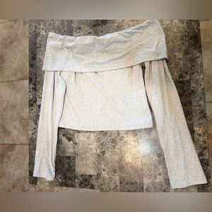 Silver Off-Shoulder Long Sleeve Top